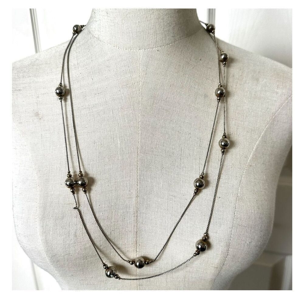 14k gold plated long  ball chain necklace